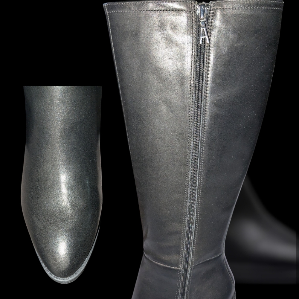 Aerosoles Women's "Memphis" Black Faux Leather Boots - Picture 6 of 8